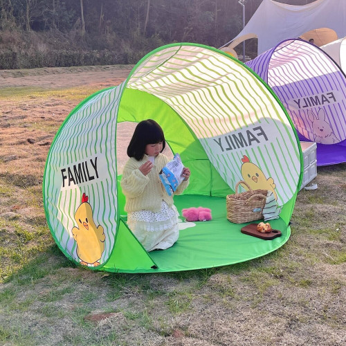 沙灘帳篷速開可攜式防曬帶窗防風防潮免搭建野餐高顔值露營戶外3