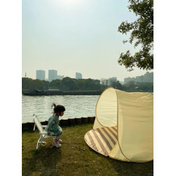 可攜式免搭建速開沙灘帳篷戶外露營大空間3-4人遮陽折疊防水帳篷