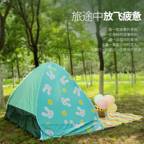 帳篷戶外3-4人全自動速開海邊公園沙灘遮陽野餐室內兒童親子帳篷