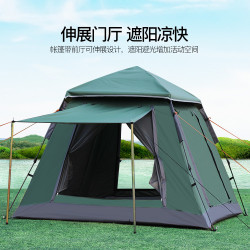 戶外全自動帳篷3-4人雙門防雨防曬一室一廳家庭沙灘公園露營裝備