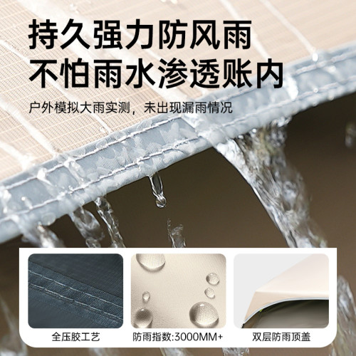 二合一天幕六角黑膠帳篷野戶外防曬全自動速開露營裝備折疊便捷式