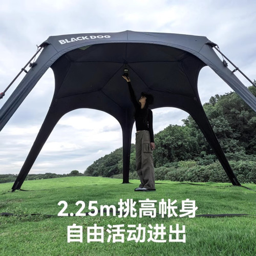 BLACKDOG黑狗戶外穹頂五邊形速開天幕自動帳篷露營懶人黑膠遮陽棚