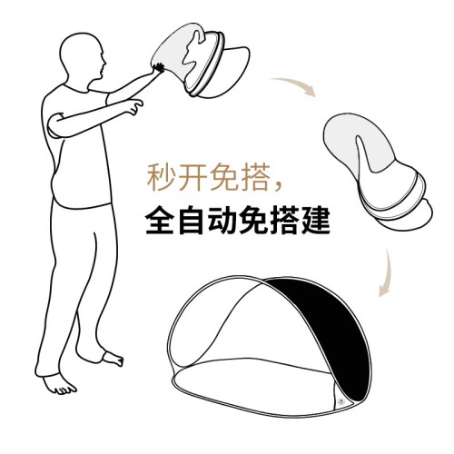 牧徹KOMMOT一拋速開遮陽沙灘防曬黑膠折疊可攜式帳篷海邊露營兒童
