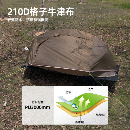 戶外露營行軍床速開帳篷野外野營防蚊蟲單人戰術可折疊單邊賬