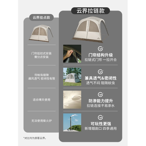 挪客雲界自立速開天幕拉鍊款可攜式懶人免搭建穹頂帳篷高頂帶煙囪