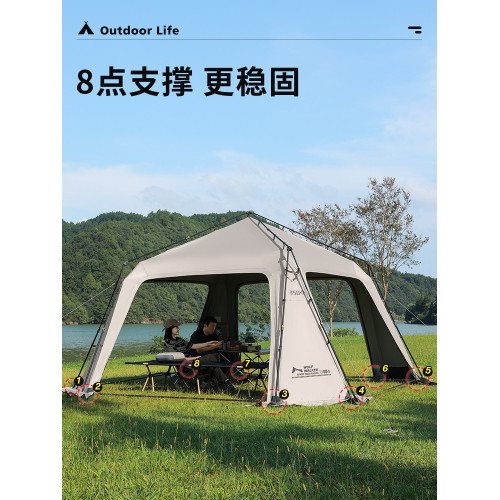狼行者濶野大號自動穹頂煙囪帳篷天幕速開露營大天幕帳篷露營防水