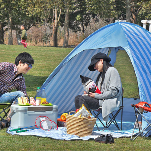 小熊全自動速開沙灘帳篷3-4人郊遊露營家庭防曬2人旅遊休閒遊