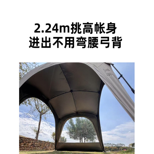 戶外露營自動帳篷鈦黑膠拉鍊款速開穹頂天幕涼棚防曬TPU門可攜式