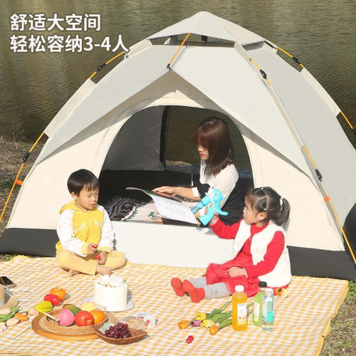 春遊可攜式速開帳篷戶外3-4人全自動野營露營賬蓬2單人野外加厚防雨