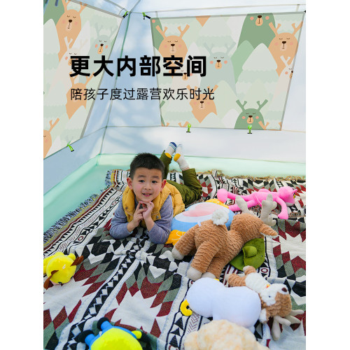 白鹿領地戶外帳篷全自動速開兒童春遊3-4人親子室外野餐露營帳篷