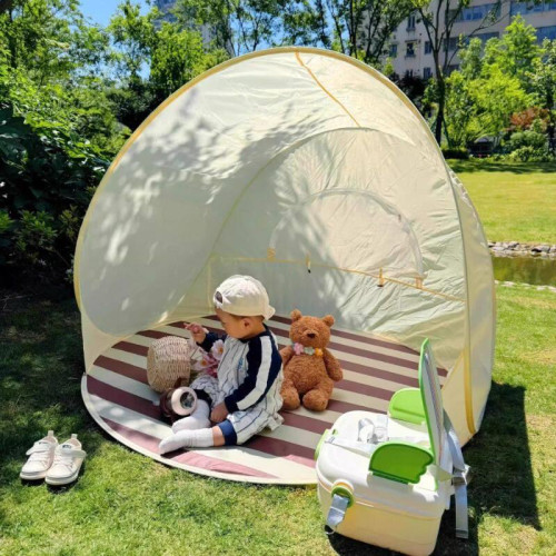 春遊可攜式速開帳篷海邊沙灘防曬兒童室內戶外露營遮陽一秒大空間