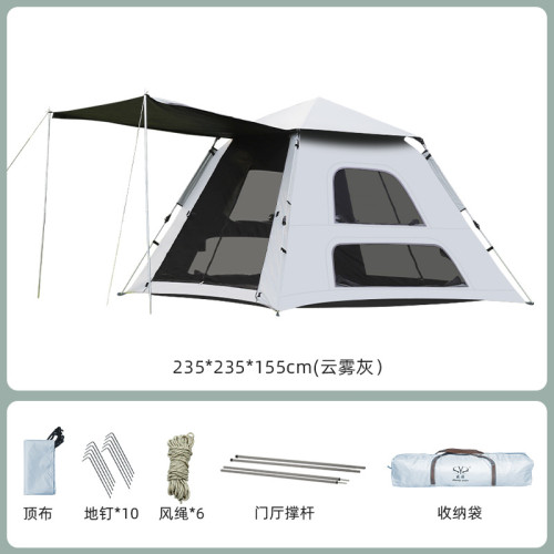 盛源秋日野營自動速開公園帳篷帶門廳塗銀黑膠戶外露營帳篷套裝