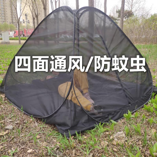 戶外露營蚊帳帳篷防蚊蟲網紗草地透氣速開三角帳篷釣魚全自動蚊帳