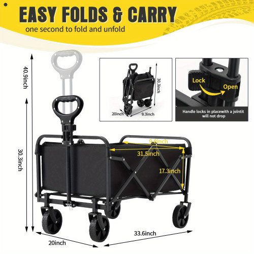 Heavy Duty Folding Utility Cart Foldable WheeLED Cart Heavy