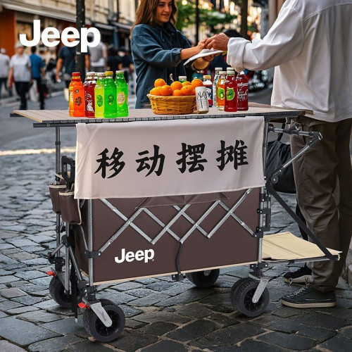 JEEP新款露營車聚攏款號擺攤遛娃野營推車可後開
