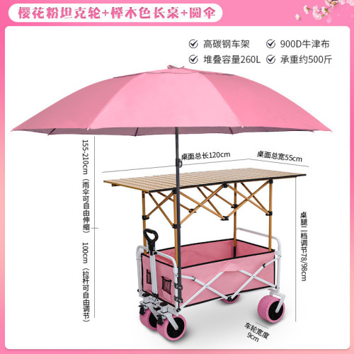 擺攤小推車購物露營野餐車折疊桌可攜式可升降夜市腸粉烤腸帶遮陽傘