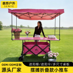 戶外可折疊擺攤車加大款遮陽頂棚大容量夜市擺攤露營車擺攤大號