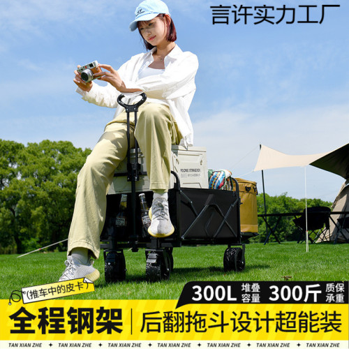 露營推車可折疊戶外手推野餐車可攜式營地拖車拉桿多功能野營擺攤車