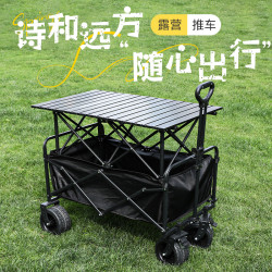 戶外折疊營地車升降擺攤桌露營車可攜式郊遊野營擺攤車