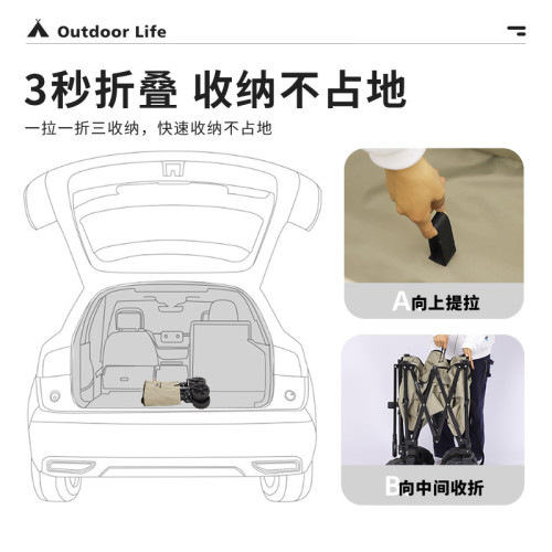 狼行者露營推車可折疊戶外營地拖車野餐手拉車桌板手推拉桿野營車