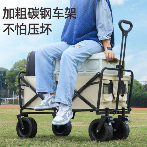 戶外露營車營地推車擺攤地攤車折疊桌野營小拖車可折疊手拉車