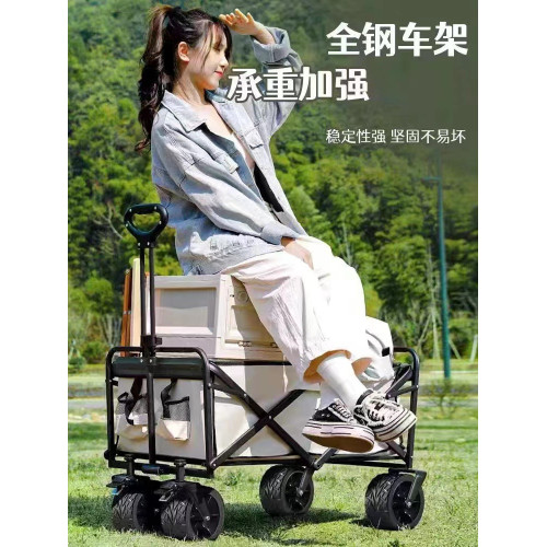 新款寬輪戶外露營地擺攤快遞小推野餐車可攜式可折疊家用霤娃釣魚
