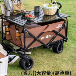 拓村露營推車戶外折疊可攜式大容量野營拖車碳鋼露營地車手拉車特價