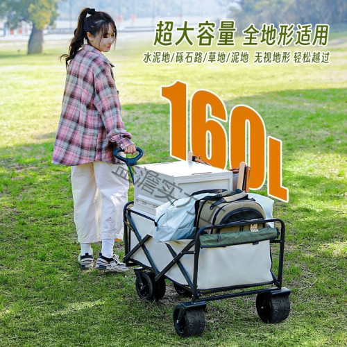 戶外露營地擺攤小推野餐車可攜式可折疊家用霤娃釣魚車