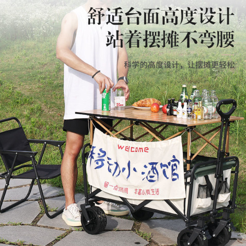 2024新款露營推車可折疊戶外手推野餐車營地拖車拉桿小拉車野營車