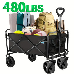 Heavy Duty Foldable Utility Cart with Adjustable Handle & 2