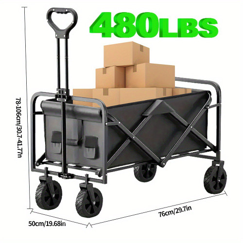 Heavy Duty Foldable Utility Cart with Adjustable Handle & 2