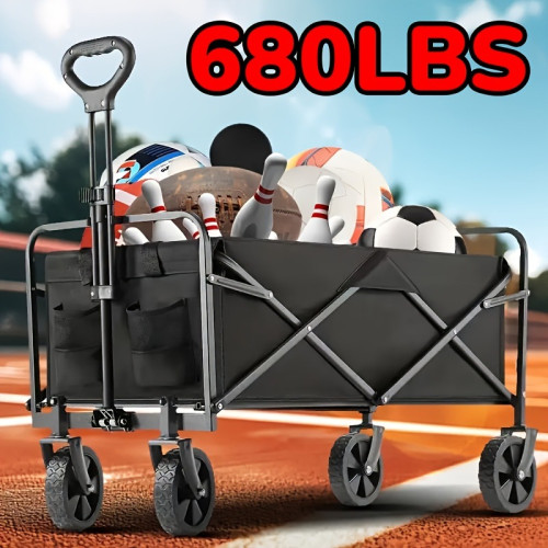 Heavy Duty Foldable Utility Cart with Adjustable Handle & 2