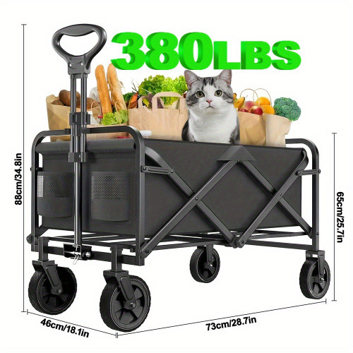 Heavy Duty Foldable Utility Cart with Adjustable Handle & 2