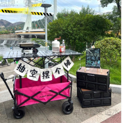 網紅折疊擺攤車露營推車擺地攤小推車可升降折疊桌子戶外野餐車鐵
