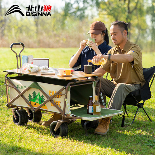 ✅露營推車營地野餐野營可加折疊桌板戶外可攜式擺攤手拉小拖