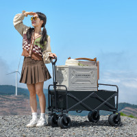 戶外可折疊營地車露營車小推車野餐車可攜式郊遊野營手拉桿車拖車