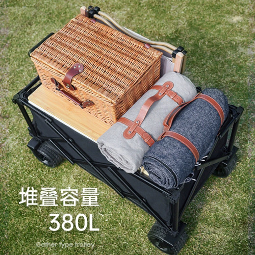 原始人露營推車戶外營地拖車超大可折疊手推野餐野營手拉車小拉車