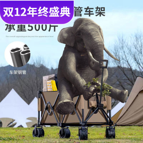 網紅聚攏戶外營地車野餐購物擺地攤遛娃推車家用露營車大
