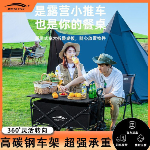 露營小推車戶外拉車取快遞折疊桌加厚推車手拉桿擺地攤小推車