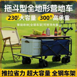 Tuy可升降拖鬥款露營手推車兒童躺拉營地車戶外折疊野餐拖車