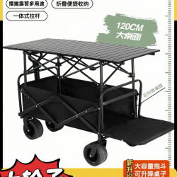 擺攤小推車露營車遮陽傘升降折疊桌夜市拉車戶外營地野餐車可攜式