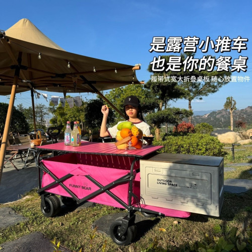 可攜式拖鬥露營車擺攤車可坐雙人野營車可折疊野餐車手拉車露營車