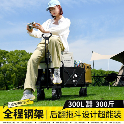 露營推車可折疊戶外手推野餐車可攜式營地拖車拉桿多功能野營擺攤車