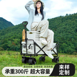 露營車戶外可折疊野餐手推車兒童可躺野營拖車擺攤旅行營地車越野