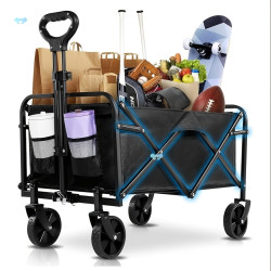 Heavy Duty Collapsible Wagon Cart, Iron Frame Foldable