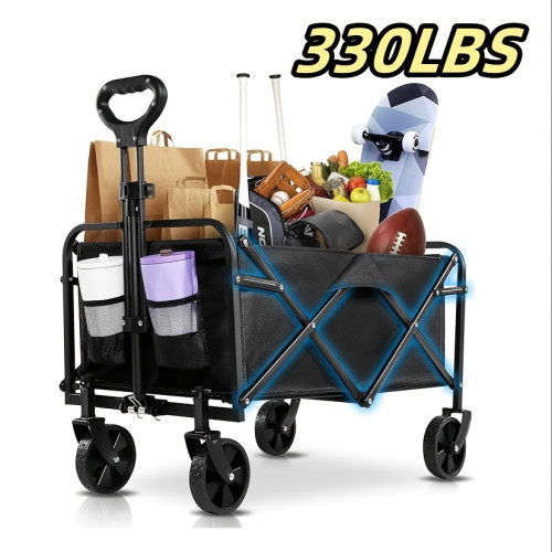 Heavy Duty Collapsible Wagon Cart, Iron Frame Foldable