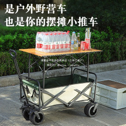 2024戶外露營拖車折疊營地車野營地擺攤小購物推拉貨車新款小推車