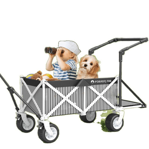 露營車營地推車戶外聚攏折疊營地手推車兒童可躺旅行野餐拖車後開