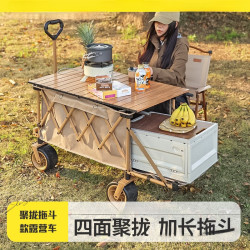 疆嶼露營車野營推車戶外折疊推車野餐擺攤拖車兒童可躺聚攏營地車