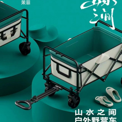 加厚露營車推車戶外擺攤營地小推車可折疊手推野餐野營拉車